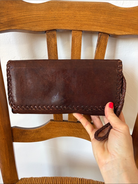 HOBO Handbags - HOBO Dark Brown Leather Wristlet Clutch